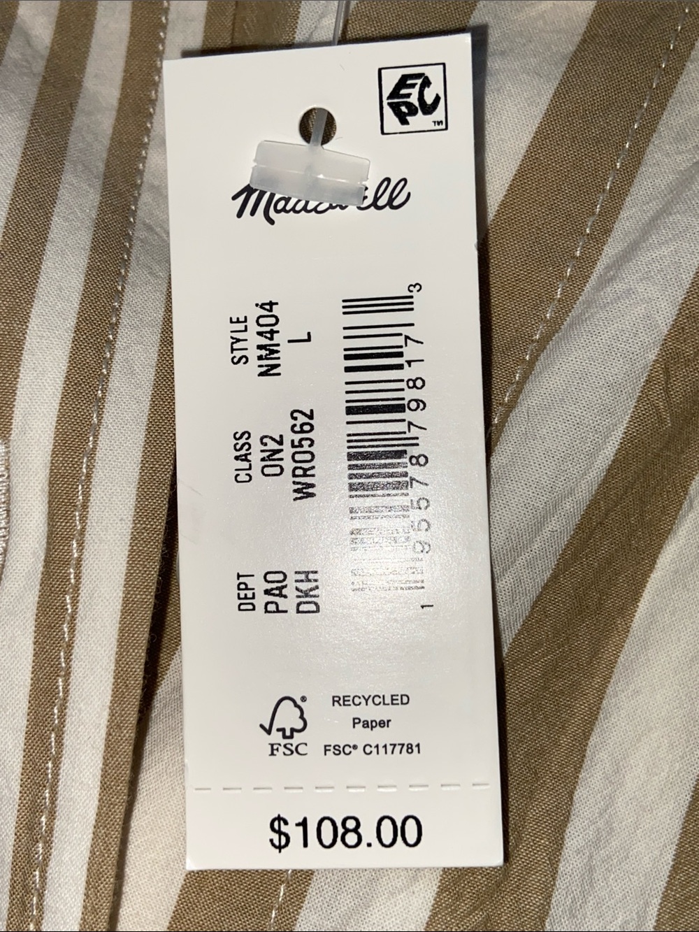 Madewell Tan White Striped Modular Oversized Button-Down Shirt 3761 - Picture 11 of 13